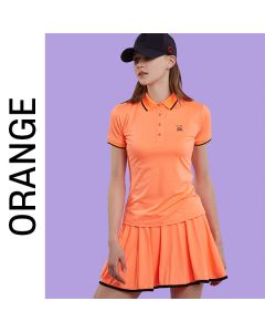 CHUCUCHU 高尔夫女装 短袖女士polo领/边缘配色成套-Orange-S