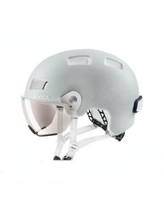 uvex rush visor盔镜一体骑行头盔 德国优维斯原装进口男女公路滑板平衡车自行车头盔安全-Grey-55~58cm