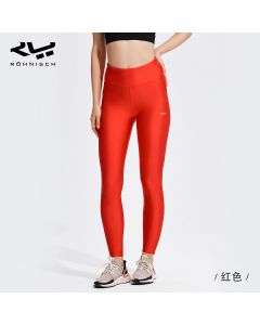 Rohnisch瑜伽裤女夏天薄款透高腰提臀健身裤高端专业瑜伽服紧身裤-Red-XS