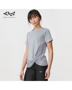 卢奈诗 Knot垂坠感瑜伽短袖T恤运动休闲 跑步健身透气显瘦-Grey-S