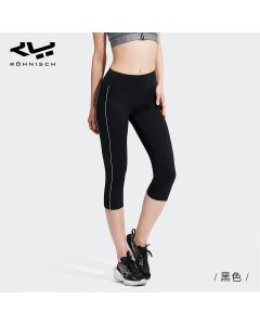 Rohnisch健身裤女夏季高腰提臀紧身训练跑步运动七分裤打底瑜伽裤-Black-XS