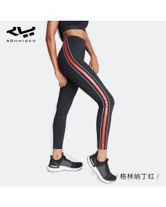 Rohnisch健身裤女夏季高腰提臀跑步运动健身服压缩塑形透气瑜伽裤-Red-S