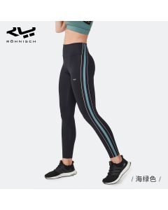 Rohnisch健身裤女夏季高腰提臀跑步运动健身服压缩塑形透气瑜伽裤-Light Blue-S