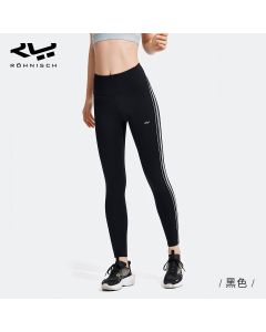 Rohnisch健身裤女夏季高腰提臀跑步运动健身服压缩塑形透气瑜伽裤-Black-XS