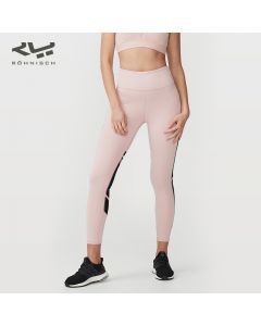 ROHNISCH卢奈诗 Mesh Tape柔滑感跑步紧身瑜伽健身长裤 网布拼接-Pink-S