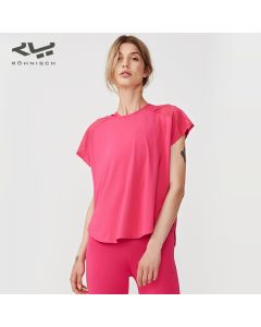 ROHNISCH卢奈诗 Miko垂坠感罩衫跑步运动T恤 肩部条纹网布设计-Pink-S