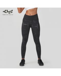 ROHNISCH 女士运动裤瑜伽休闲紧身裤高腰提臀反光图案设计-Black-XS
