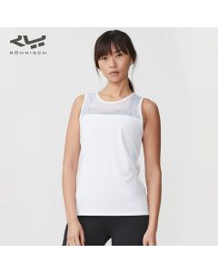 ROHNISCH卢奈诗 Miko纤柔感休闲健身跑步运动背心 肩部条纹网布-White-S