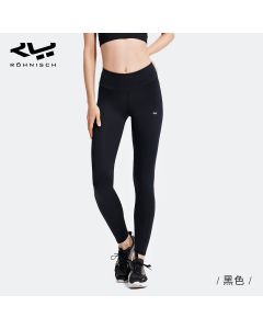 Rohnisch健身裤女高腰提臀透气弹力紧身裤跑步运动塑形美体瑜伽裤-Black-XS