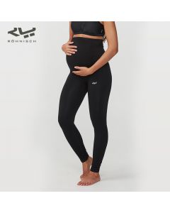 Rohnisch孕妇瑜伽裤夏季薄款托腹打底裤大码外穿孕期瑜伽服紧身裤-Black-XS/S