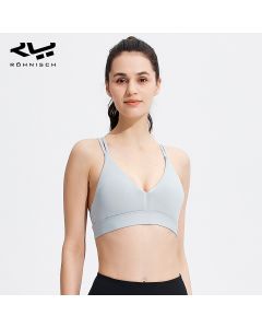 Rohnisch运动内衣女细肩带瑜伽服运动内衣女美背跑步健身文胸bra-Grey-XS