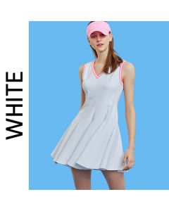 CHUCUCHU高尔夫服饰女装 夏装连衣裙 撞色-White-S
