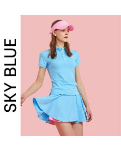 CHUCUCHU 高尔夫女装短裙 夏装天蓝色百褶裙-Blue-S