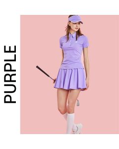 CHUCUCHU 高尔夫女装短裙 夏装天蓝色百褶裙-Purple-S