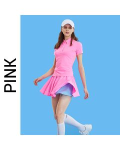 CHUCUCHU 高尔夫女装短裙 夏装天蓝色百褶裙-Pink-S