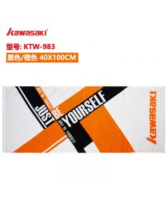 Kawasaki川崎 棉质运动毛巾 KTW-983 40CM*100CM 黑色/橙色