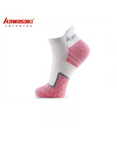 Kawasaki川崎羽毛球运动袜子女运动船袜 KW-S205 白色/粉色