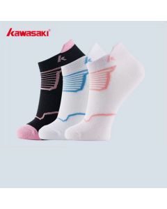 Kawasaki川崎羽毛球运动袜子女运动短袜 KW-T201 (三双装)