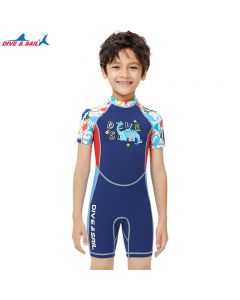 DIVE&SAIL 2mm儿童保暖潜水服短袖连体潜水衣
