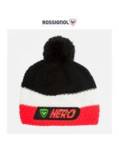ROSSIGNOL卢西诺金鸡男童Hero系列滑雪帽毛线帽单双板滑雪帽子-黑/红