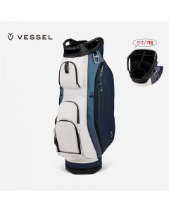 VESSEL 高尔夫球包男士 合成皮革支架包 9寸 /7 格 3kg 9030121-白/蓝