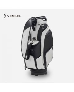 VESSEL 高尔夫球包男士 合成皮革支架包 8.5 寸 /6 格 4kg  8730120-黑/白