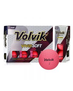 VOLVIK沃维克高尔夫球 三层职业款golf球柔软球感辅助击球轨迹彩球VIVID Soft 三层球-Pink