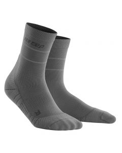 CEP 男士运动跑步马拉松中筒袜 反光压缩袜-Grey-III