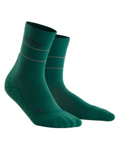 CEP 男士运动跑步马拉松中筒袜 反光压缩袜-Green-III
