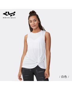 Rohnisch无袖背心女夏训练透气运动T恤跑步健身休闲修身快干上衣-White-L