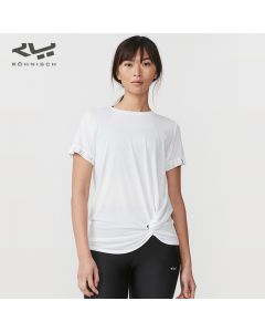卢奈诗 Knot垂坠感瑜伽短袖T恤运动休闲 跑步健身透气显瘦-White-S