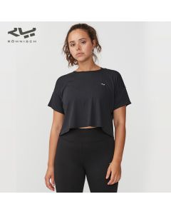 ROHNISCH卢奈诗 Logo Ribbed清爽感女士运动跑步罩衫 宽松版型-Black-XS