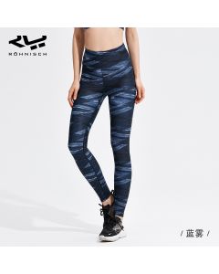 Rohnisch紧身裤夏提臀弹力运动健身裤女蜜桃臀跑步训练透气瑜伽裤-Blue-XS