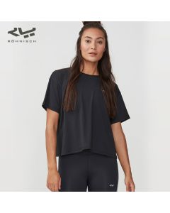 ROHNISCH卢奈诗 Logo Ribbed清爽感休闲短袖运动跑步T恤 宽松版型-Black-XS