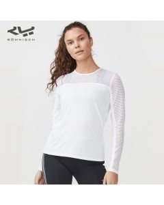 ROHNISCH卢奈诗 Miko纤柔感跑步瑜伽长袖衫 肩部及袖子条纹网布-White-XS