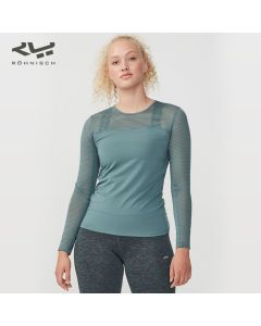 ROHNISCH卢奈诗 Miko纤柔感跑步瑜伽长袖衫 肩部及袖子条纹网布-Light Blue-S