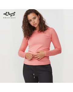 ROHNISCH卢奈诗 Miko纤柔感跑步瑜伽长袖衫 肩部及袖子条纹网布-Pink-XS