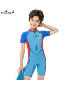 DIVE&SAIL 2.5MM儿童潜水服短袖连体泳衣