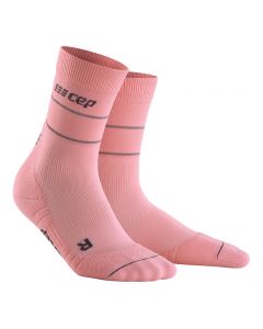 CEP 女士运动跑步马拉松中筒袜 反光压缩袜-Pink-III